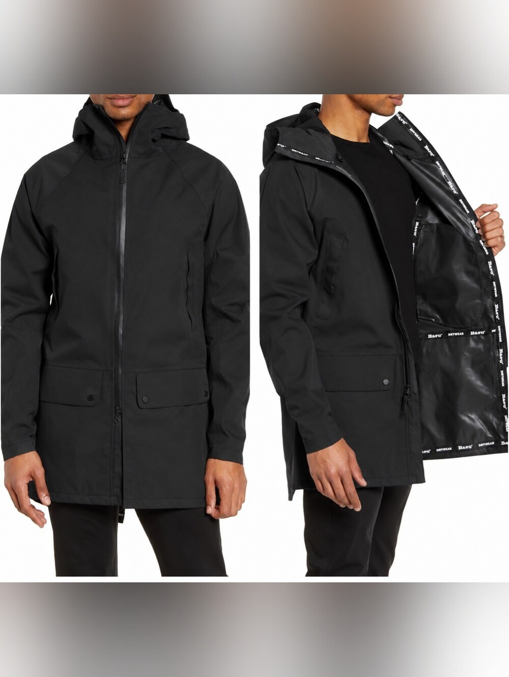 BARO The Brockton Waterproof Raincoat in Black size small